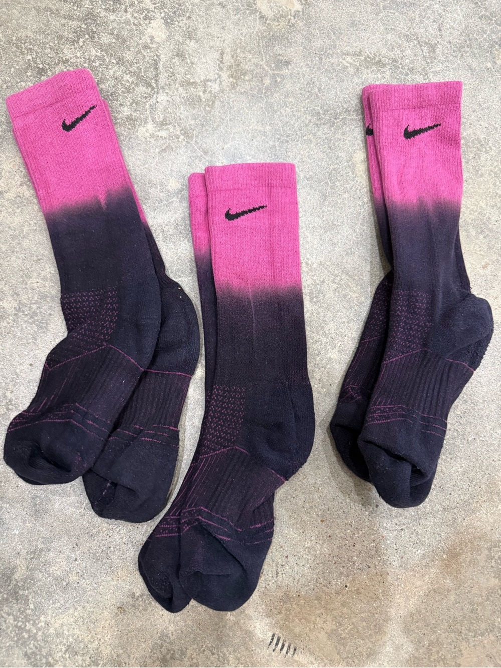 Nike Pink to Black Ombre Athletic Crew Socks